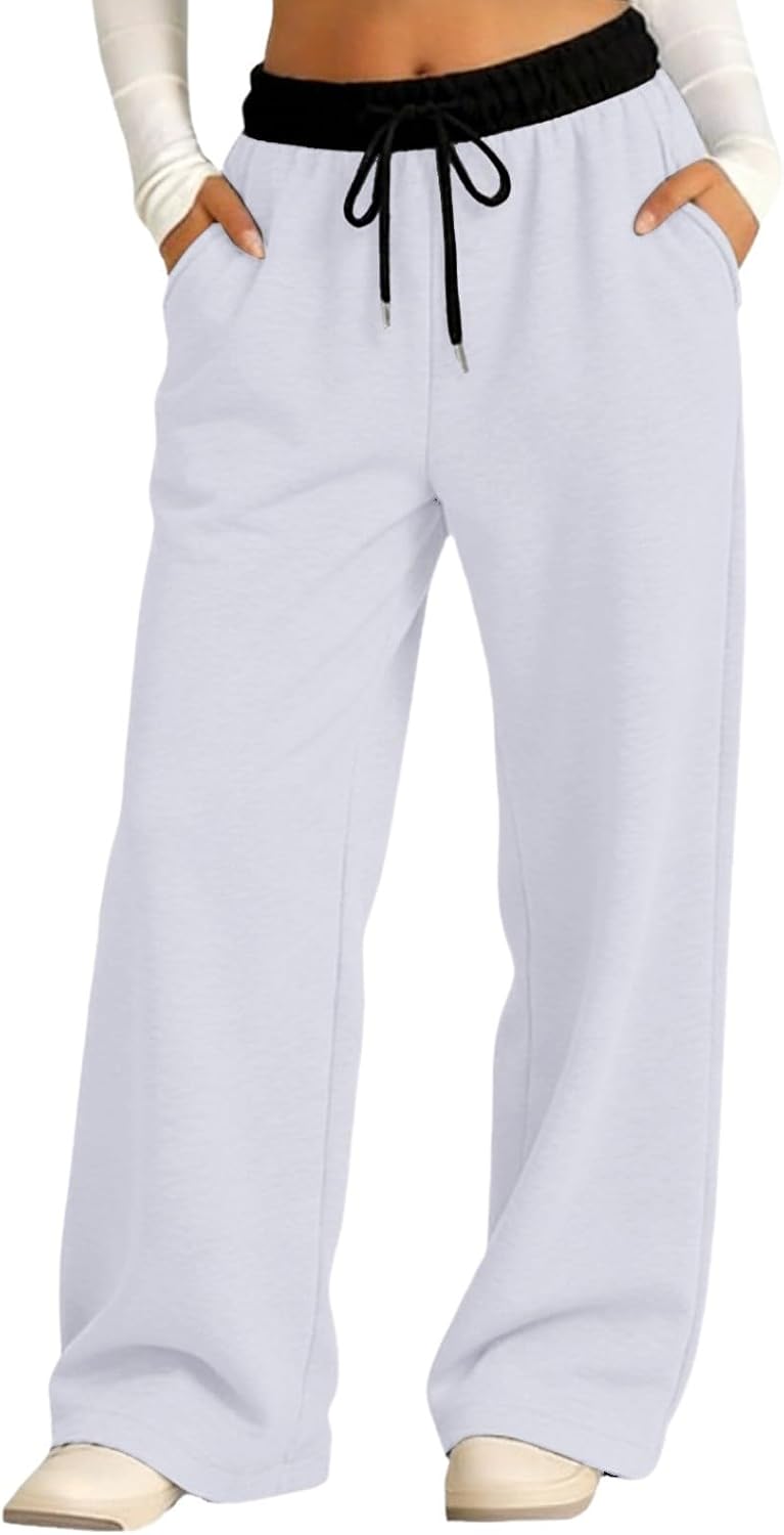 Baggy Sweatpants for Teen Girls Wide Leg Drawstring Athletic Joggers Casual Workout Palazzo Elastic High Waist Trousers