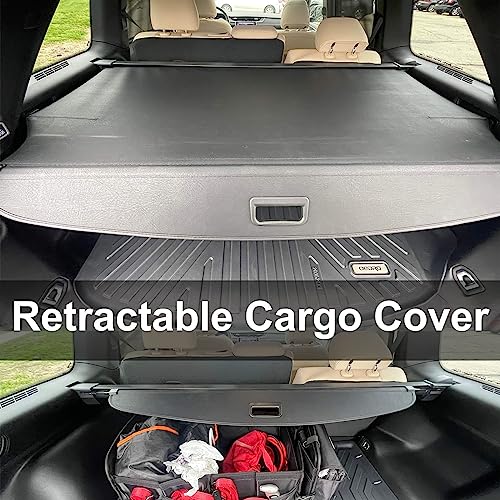 Image of Cargo Cover for 2022-2024 2025 2026 Jeep Grand Cherokee Accessories(2 Row; WL) 4XE,Leather Retractable Storage Tonneau Luggage Security Shield Shade Privacy Trunk Cover