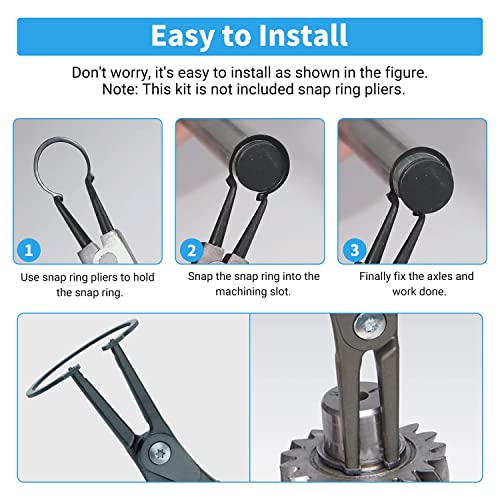 Bettomshin, Anéis de pressão de eixo de retenção com clipe C externo 65MN, preto, 30 peças