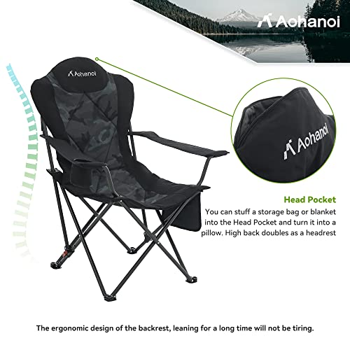 Aohanoi Camping Chairs, Camp Chairs For Heavy People With Adjustable Angled Backrest, Outdoor Folding Camping Chairs, Folding Chairs For Outside Supports Up To 350Lbs (Camo) #TOP5