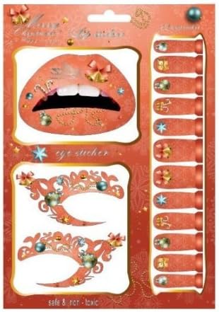 Fiercehorn Fancy Dress Ball Party Eyeshadow Lip Nail Sticker Temporary Tattoo Transfer Kit Set