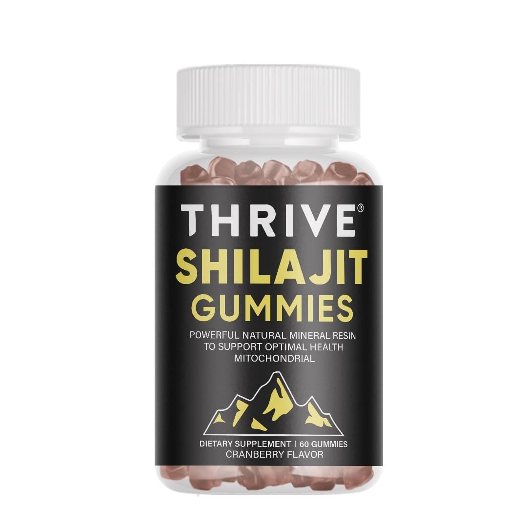 Thrive 10:1 Pure Himalayan Shilajit Gummies 4000mg | KSM-66 Ashwagandha, Chaga & Black Seed Oil Stack | 85+ Trace Minerals & High Fulvic Acid | Energy, Fatigue & Immune Support | 60 Cranberry Gummies