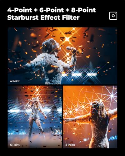 Image of K&F Concept 82mm Star Filters Kit (3pcs) 4 Points 6 Points 8 Points Cross Screen Starburst Filters Set -18 Layer Coating Ultra Slim Optical Glass Camera Lens Filter with 3 Cleaning Cloth