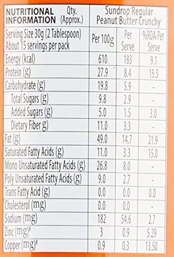 Image of Sundrop Peanut Butter, Crunchy, 462 gm