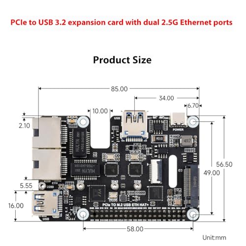 Adaptateur PCIe vers USB 3.2 Ethernet 2.5G extension mémoire disque dur pour 5 - 3