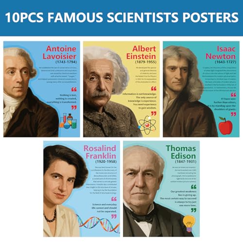 Arosche Classroom Posters 10pc Science Classroom Decor Famous Scientists Motivational Posters Inspirational Positive Quotes Poster for Home, School, Bulletin Board, Wall, Hallway, Library, Study Room - Image 4