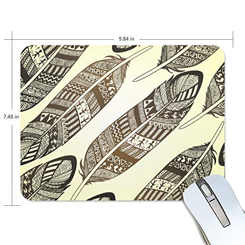 Preisvergleich Produktbild Mauspad MalpLENA Boho National Feathers Premium texturiertes Mauspad, rutschfeste Gummiunterseite, für Laptop, Computer und PC