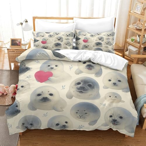 Parure de lit phoque mignon 3D, le cadeau idéal en microfibre douce pour lit garçon