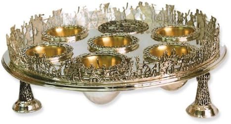 Sterling Silver Passover Seder Plate with Stand and 3D Exodus Scene