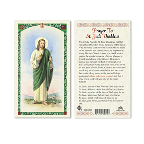Cartes de prière St Jude Thaddeus image sainte plastifiée - 3