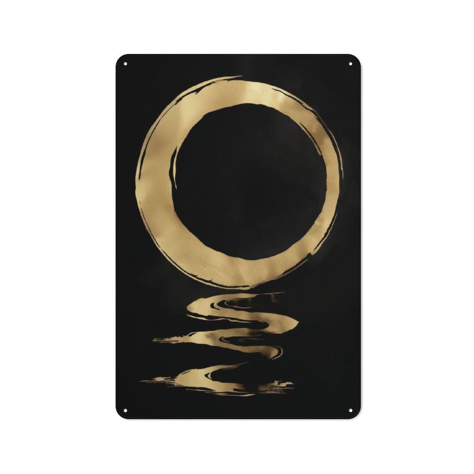 Junmoney Enso Circle Calligraphy Retro Tin Sign 30X20cm For Hobby Room Or Studio, New-Space Wall Decor For Creative Interior Collectors