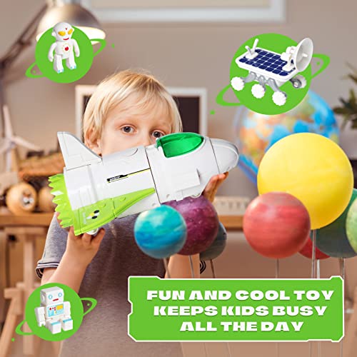 Jomifin Spaceship Toy For Boys, Space Shuttle Toys With Lights&Sound, 3 Astronauts Figure, Openable Cockpit, Spray Exhaust, Astro Venture Space Playset With Lunar Car #TOP6