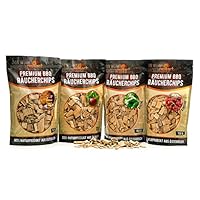 grillart® Premium BBQ Räucherchips Mix 4er XL Set für das besondere Raucharoma – sehr rauchaktives Räucherholz/Holzhackschnitzel – Vorteilspack 4X 750g Beutel