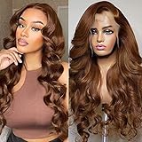 Miss Alle Chocolate Brown Lace Front Wig Human Hair 150% Density Auburn 13X4 Body Wave Lace Front Wig Human Hair Colored Hd Transparent Glueless Wigs Pre Plucked 26Inch