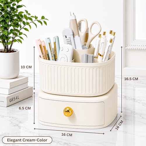 Image of KiZY Luxury 360 Rotating Makeup Brush Holder Organizer | Countertop Organizer Skincare Storage for Vanity, Desktop, Bathroom, Cosmetics | Lipstic, Eyeliners, Perfume Storage. (360 - COMBO)