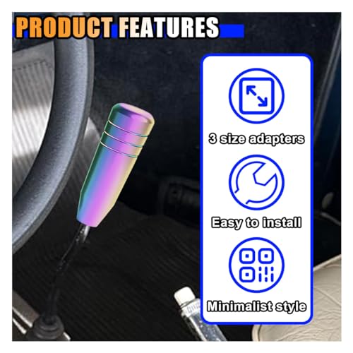 KITUREK 5\" Heavy Weighted Shifter Knob, Universal Aluminum Alloy Car Gear Lever Metal Stick Shift Handle, Shifter Knobs Retainer for Manual Automatic Vehicles with 3 Adapters (Multicolor)