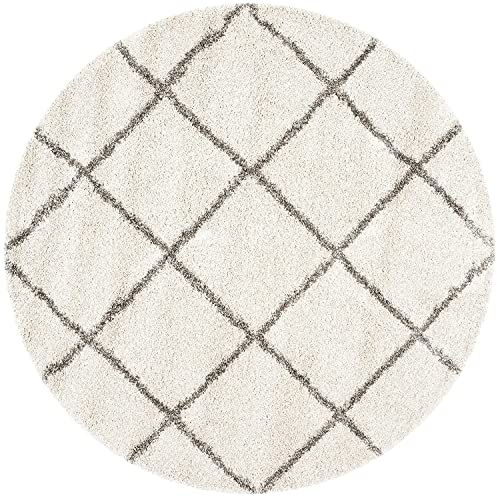 Image of Handwoven Microfibre 3D Rug for Living Room (Ivory & Grey, 8 X 8 Feet (Round), Microfibre)