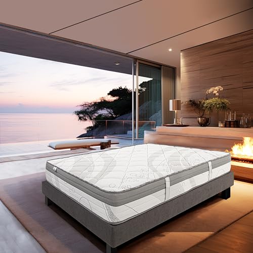 Luxury Literie Matelas 140x190 cm, Relaxation, 26cm, Ressorts Ensachés, Mousse Haute Densité, Indépendance du Couchage, Soutien Equilibré, Face été/Hiver