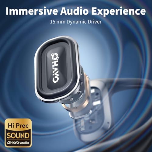 Image of OHAYO Open Ear Headphones,Over Ear Earbuds with Ergonomic Earhook,Bluetooth Headphones 5.4 with Smart Digital Display,40H Playtime,IPX6 Waterproof,Touch Control Operate Fit Cycling,Running,Workout