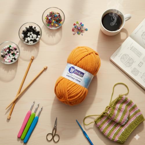 Image of ProKart Premium Blankie Wool, Plush & Cuddly, Chenille Yarn Supersoft Hand Knitting Wool Ball | Blanket Thick /Mottu Yarn Ball Suitable for Hand Knitting and Crocheting (Peach, 100gms x 4 Pack)
