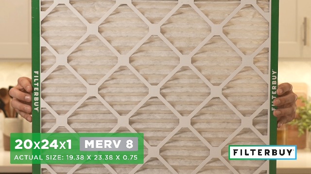 Filterbuy 20x24x4 Air Filter MERV 8 Dust Defense , Pleated HVAC AC Furnace Air Filters Replacement