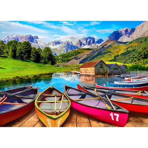 Rompecabezas de 1000 piezas de lago alpino italiano, hermoso paisaje natural, relajante para adultos y adolescentes, decoración para pared del hogar, regalo para noche de juegos en familia miniatura 1