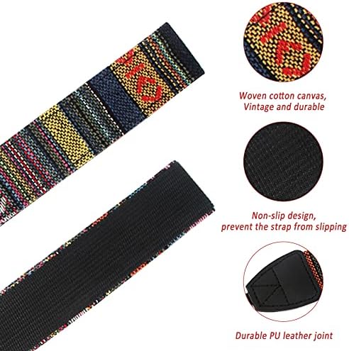 Iyowei Retro Camera Neck Strap + Camera Wrist Strap, Vintage Camera Shoulder Strap Bohemia Adjustable Universal Camcorder Belt Strap with Harness Adapter and Free Quick Release Buckles for DSLR Camera