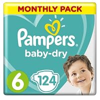 Pampers Baby-Dry Nappies Size 6 Junior, 13-18 kg, 124 count, Monthly Pack