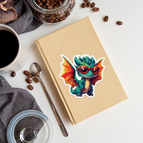 Image of Dragon Sticker 8 Pcs (Large Size) Vinyl Stickers Laptop Waterproof Decal for Car Bumper Water Bottle Notebook Phone Window Funny Party Birthday Decorations - Size 4 Inches