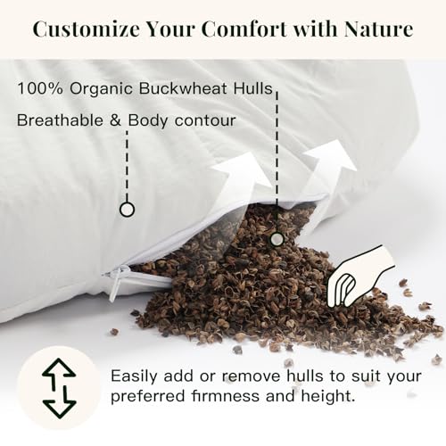 Syrinx Almofada de meditação – Almofada orgânica preenchida com casco de trigo sarraceno com blocos