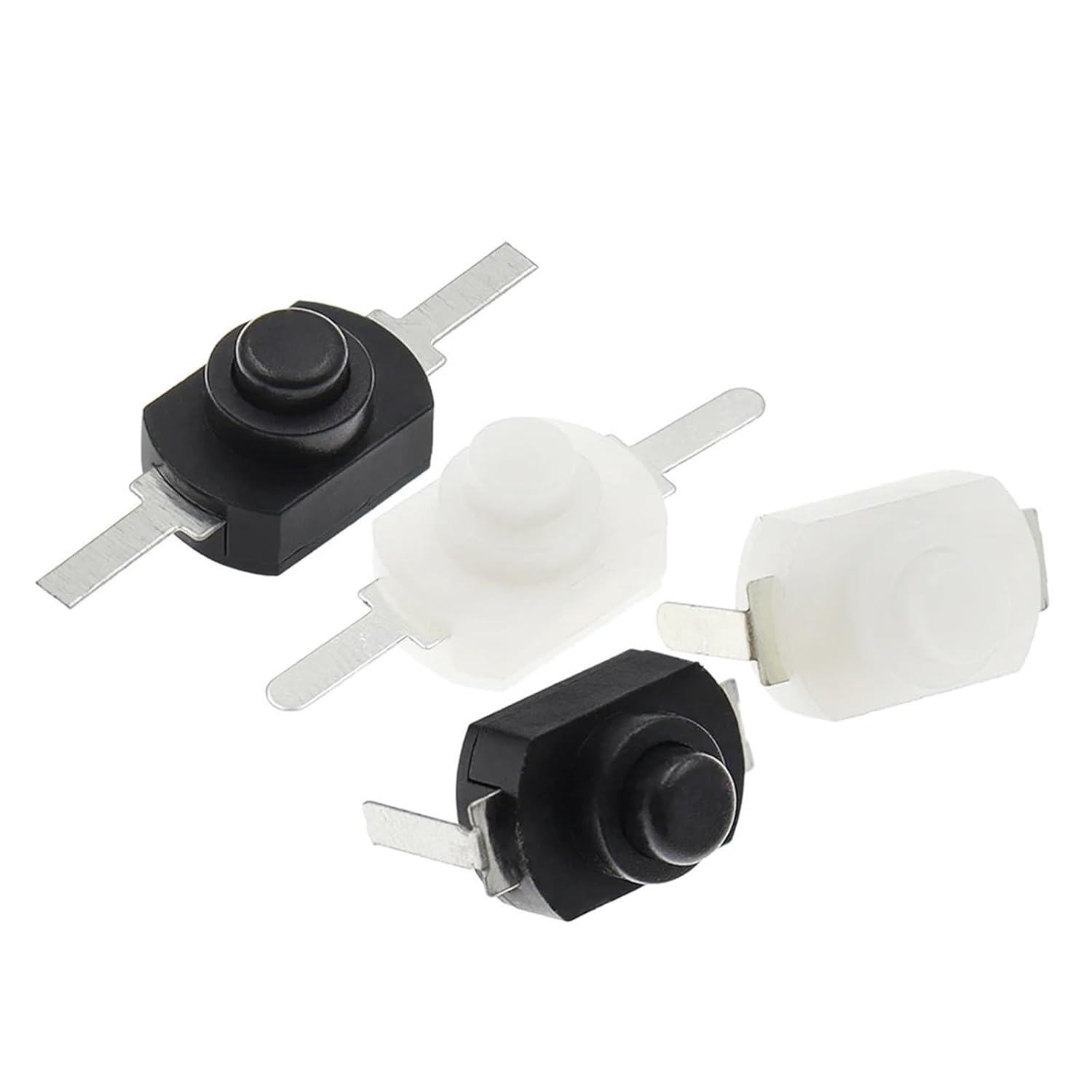 10Pcs 12 * 8MM DC 30V 1A On Off Mini Push Button Switch for Electric Torch 1208YD Self Locking(Black-Single)