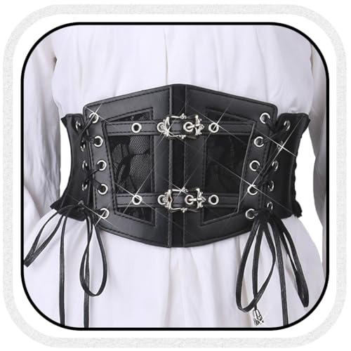 BODIY Black Corset Belt Leather Wide Waist Corset Vintage Waist Accessories for Women