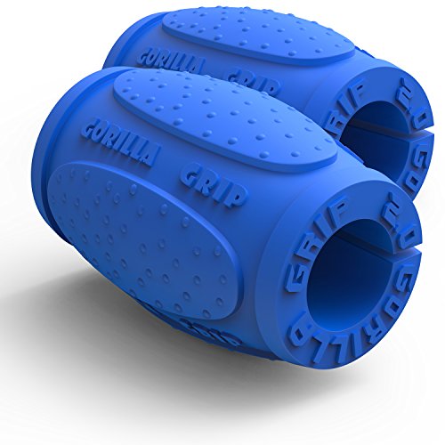 ProFitness Thick Bar Grips 1.0 Turns Barbell, Dumbbell, and Kettlebell Into Thick Gripz for Muscle Growth. Strengthen Your Forearm/Bicep/Tricep/Chest (Blue, 2.0 (Intermediate Thick Grip))