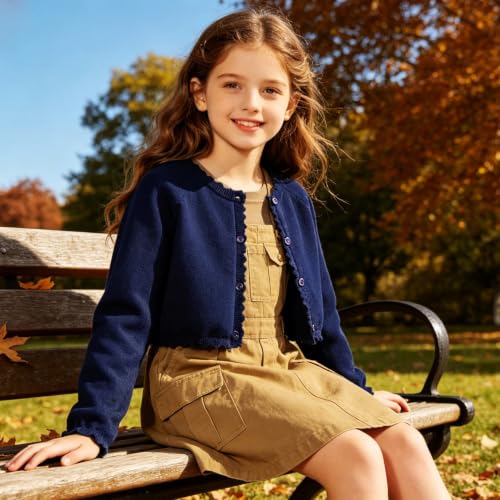 Image of Cropped Shrug Cardigan Girls Cotton Soft Long Sleeve 5-12 Years (Dressy)