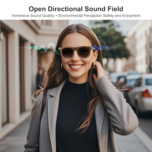 Image of Smart Glasses with Open-Ear Bluetooth Audio and UV Protection | Auto On /Off Sensor, Built-In Mic & Speakers, Voice Assistant, Outdoor Mode, Polarized Lenses for Travel Driving Hiking