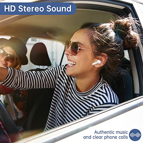 Image of Wireless Earbuds, Bluetooth 5.1 Headphones 30Hrs Playtime with LED Power Display, IPX7 Waterproof Earphones, TWS in Ear Stereo Headset Built-in Mic for iPhone /Android (White)