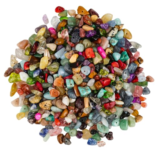 Jwogngls 1 boîte/500 pièces de perles de pierres précieuses, pierres précieuses de 5 à 8 mm avec trou, perles de pierre naturelle à enfiler, pierres...