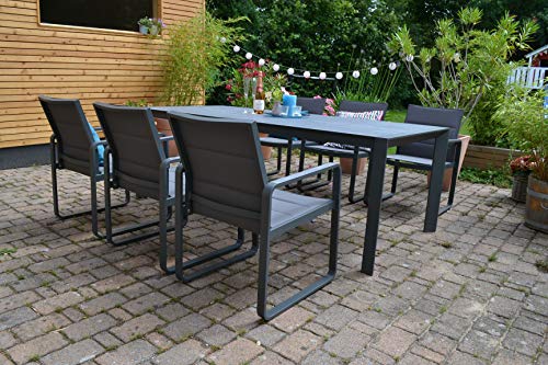 bomey Essgruppe HPL Garnitur Elba I Gartenmöbel-Set 7-Teilig I Essgarnitur aus HPL Gartentisch Alu & 6 x Gartenstuhl Alu… – Bild 4