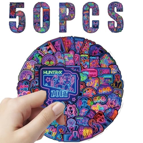 Image of K-pop Party Favors Stickers - 50 Neon Effect Unique Vinyl Stickers for Fans, Laptops, and Journals,Skateboard Bike Bumper Car Guitar Water Bottle Luggage