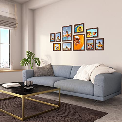 Giftgarden 10 Pcs Multi Picture Photo Frames Set for Multiple Size Photograph, Two 8x10, Four 4x6, Four 5x7, Brown - Image 5