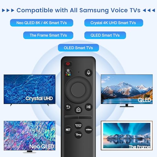 Image of Replacement Samsung Smart TV Remote, Universal Remote Control Rechargeable Compatible with Frame, Crystal 4K UHD, Neo QLED 4K /8K, OLED & QLED Models with Voice Control