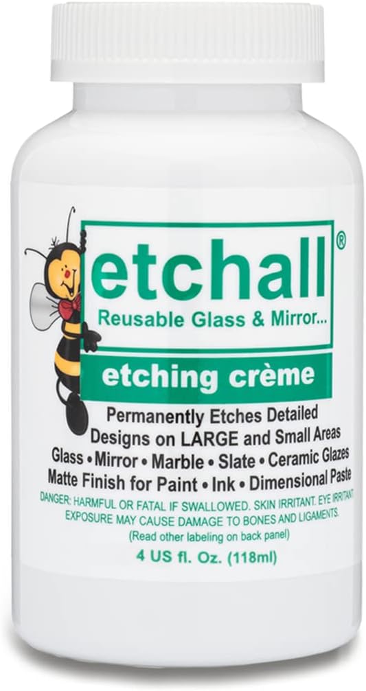 etchall Etching Cream (4oz) for Glass, Mirrors, Ceramics