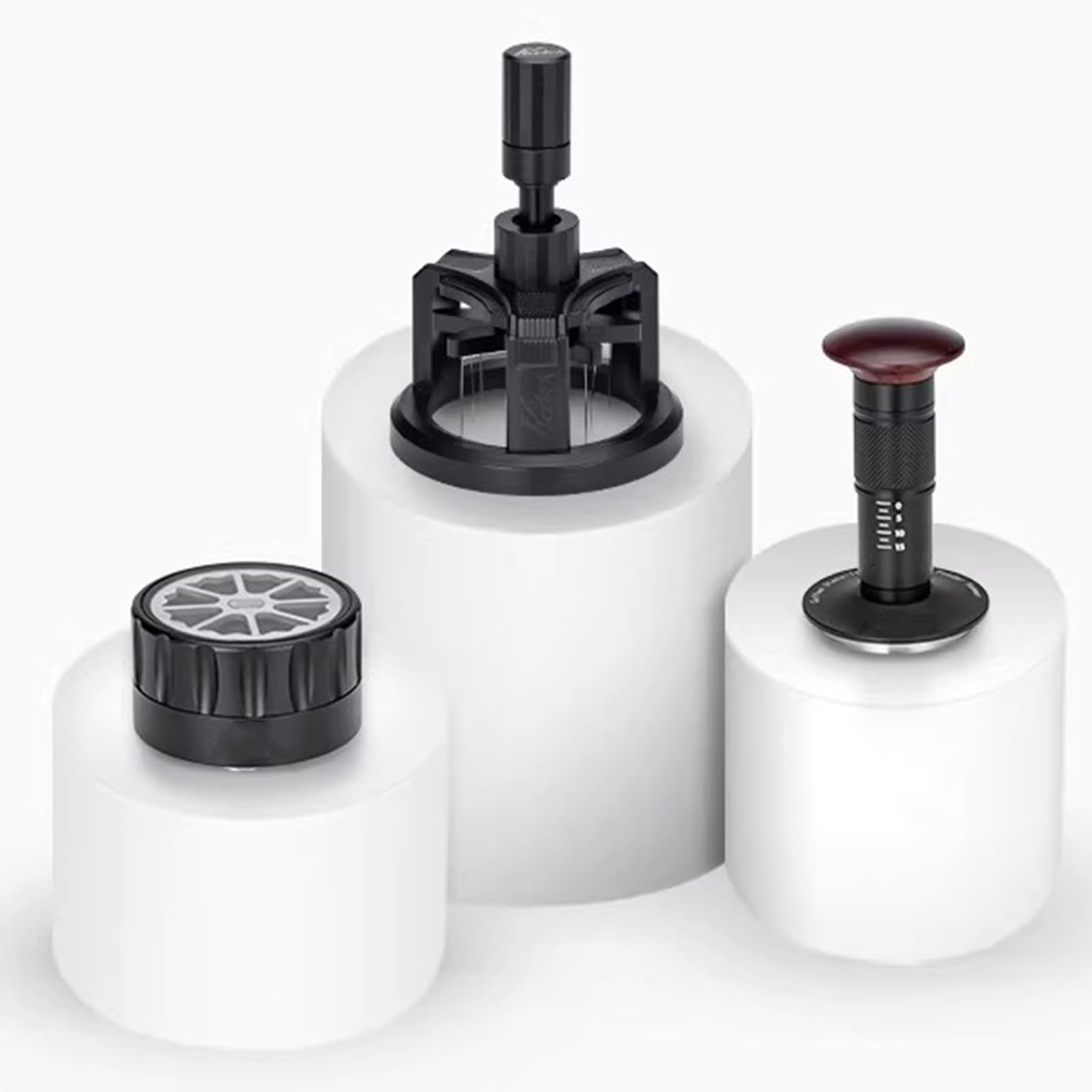 SICWEDIM 3 Pcs Coffee Tamper Set, Spring-Loaded Espresso Tamper, WDT Tool, Coffee Distributor - Gravity Design, Coffee Machine Accessories for Barista, for 58mm Portafilter (58mm)