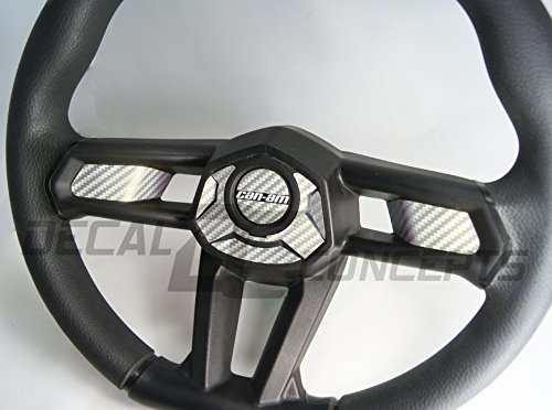 Decal Concepts Carbon Fiber Steering Wheel Dress Up DecaI Inlay Kit - Fits Can-Am Maverick X3(Silver Carbon Fiber)