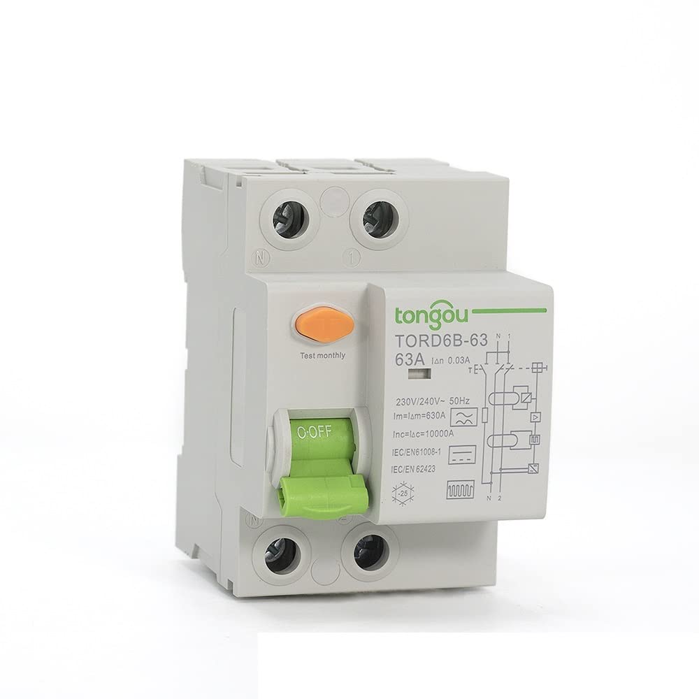 Magnetotermico, Disyuntor 2P 4P 63 Tipo B 10KA RCCB DC RCD 230V 400V 30mA Disyuntor de Corriente Residual for Pila de Carga de vehículos eléctricos(2 Pole 100mA,16a)