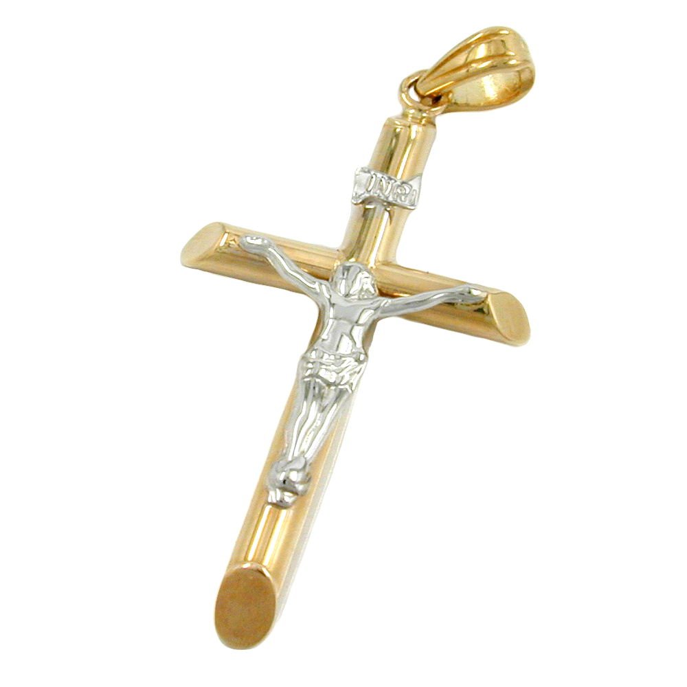Pendant 430751 - Crucifix Two Tone 9ct Gold