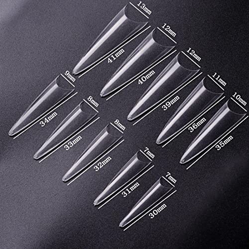 JZK 500x Clear Extra Long Half Cover Stiletto Nail Tips for Acrylic Extensions Long Pointy False Nail Tips for Gel And Acrylic Nails Finger Nail Extension Tips For Nail Salon - Image 2