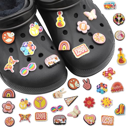 Pines Charms para crocs, Crocs Pin, Crocs charms, Shoe Charm, Adornos De Zapa, decoración de zapatos para Regalos, Colgante de zapato, Diseño de hippie, Pack 26 unidades