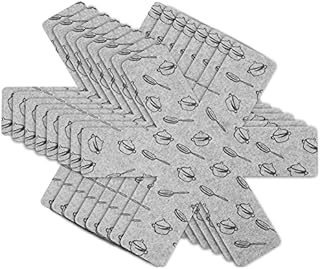 flintronic Ochraniacze na patelnie, zestaw 8 i 3 różnych rozmiarów (38/35,5/26 cm) separatory, separator patelni do układania w stos naczyń kuchennych w szafce kuchennej, szary nadruk