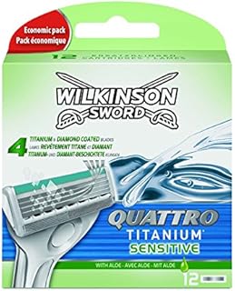 Wilkinson Sword Quattro Titanium Sensitive ostrza do golenia dla mężczyzn, 8 szt